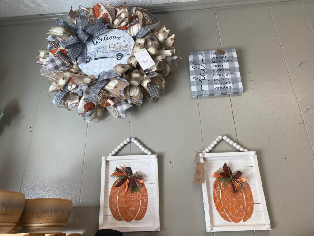 Pumpkin Signs and a Rag Tag Wreath Home decor