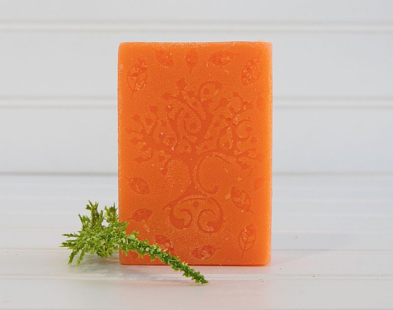 Beautiful orange bar of soap, decorative soap
