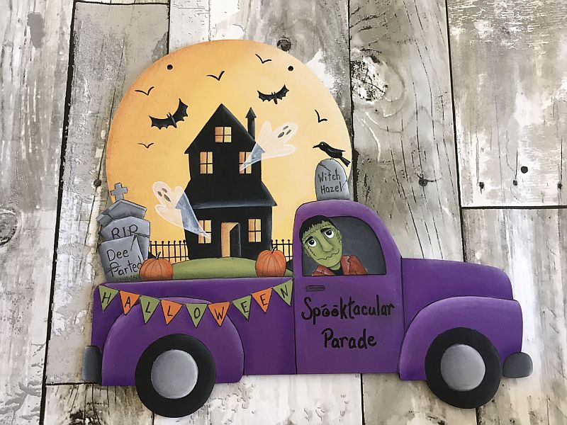 Halloween decoration purple pickup acrylic art