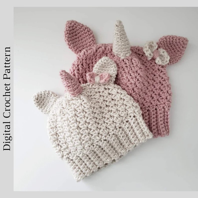 crochet unicorn hat with ears