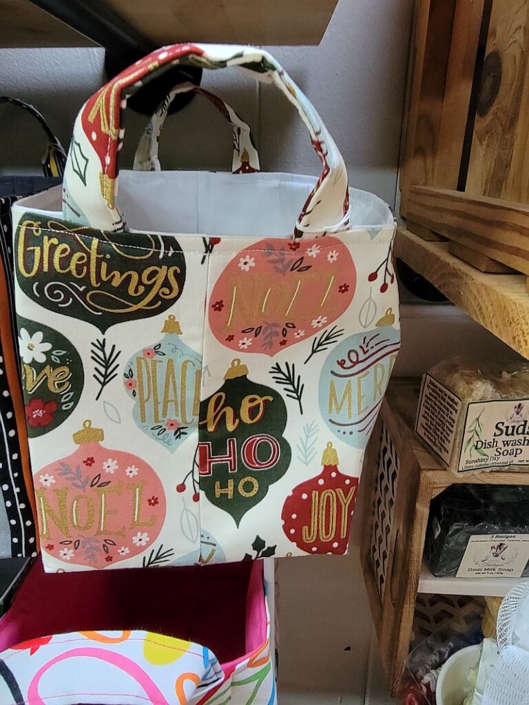 reusable tote holiday fabric