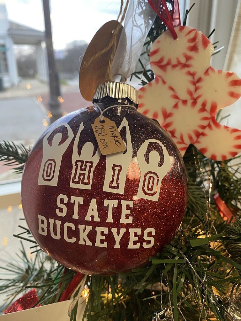 ohio state ornament, red, buckeyes